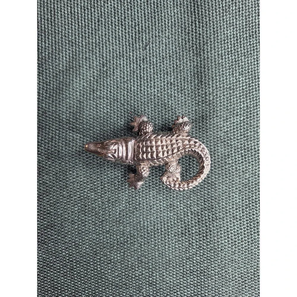 Terry Stack Artisan Alligator Belt Buckle Silver Women's 1.5in New